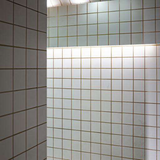 white tiles with red accents